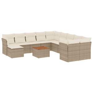 Grand ensemble de canapés de jardin modulaires en polyrotin beige, marron et crème, meubles de jardin modulaires confortables - Product Image 2