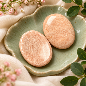 Pierre de méditation ovale en pierre de lune pêche naturelle polie, pierre de guérison, cadeau - Product Image 3