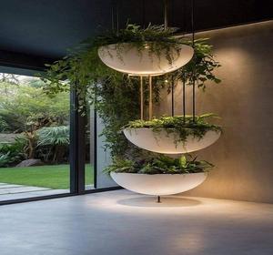 Maceta Redonda Decorativa de Fibra de Vidrio FRP, Superficie Rústica Grande con Drenaje para Arreglos Interiores y Exteriores - Product Image 1