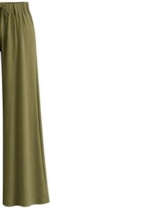 Olive Green Wide Leg Pants Women High Waist Drawstring Loose Fit Casual Straight Trousers Soft Comfortable Lounge Wear Fashion - Product Image 4