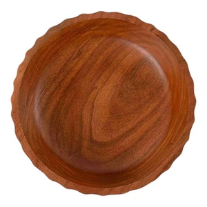 Bol de service en bois poli moderne fait main avec base surélevée et pied surélevé, idéal pour les fêtes et les fruits. - Product Image 4