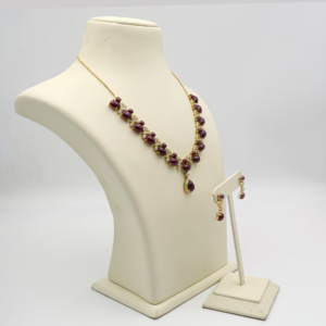 Graceful <b>Ruby</b> Gemstone <b>Necklace</b> and Earring Set 5MM Size Stylish Women’s Party Wear And Daily Wear Jewelry Set - Product Image 4