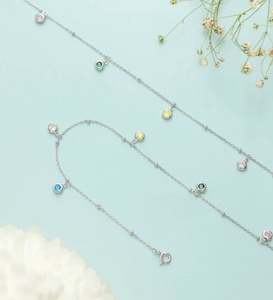 Cheville ajustable en argent sterling 925 plaqué or rhodié avec zircons cubiques multicolores, bijou minimaliste et tendance pour femme - Product Image 3