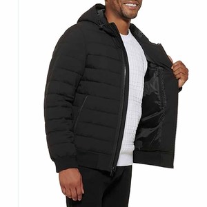 Veste matelassée pour homme de grande taille, de qualité supérieure, chaude pour l'hiver, rembourrée de coton, col montant, respirante, coupe-vent, tissu tricoté, logo sur le devant - Product Image 4