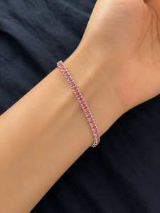 7.5 Inch Pink Tourmaline Tennis <b>Bracelet</b> 925 Sterling Silver Jewelry for Women Wholesale - Product Image 1