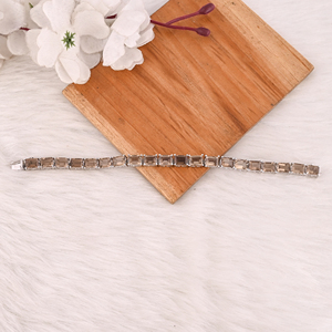 Luxury Natural Smoky Quartz 925 Sterling Silver Tennis <b>Bracelet</b> with Claw Setting for Unisex Wedding Gift - Product Image 2