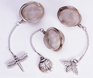 Stainless Steel Tea Infuser Set with Dragonfly Ladybug Bee Charms Polished Metal Reusable Tea Balls Novelty Design - Product Image 1