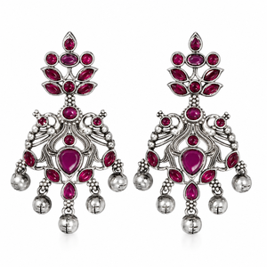 Latest Design Oxidized <b>Silver</b>-Plated Zircon Bell Jhumka Earrings for Women | Indian Boho <b>Charm</b> Ethnic Wedding Jewelry Gift - Product Image 1