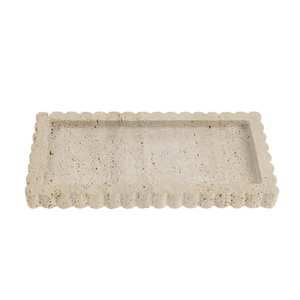 Bandeja Grande de Travertino con Base, Color Beige, para Servir, Decoración Elegante del Hogar y Exhibición de Comidas - Product Image 6