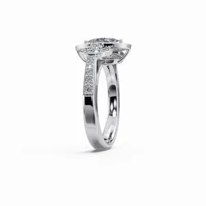 Lab Grown Halo Vintage Marquise Diamond <b>Ring</b> 18K White Gold 45 Pieces IGI Certified Luxury Engagement <b>Ring</b> for Wholesale Export - Product Image 2