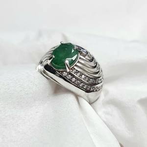Anillo de Plata 925 con Esmeralda Zambiana y Beryl para Hombre, Gema Verde Natural, Joyería de Plata de Ley Hecha a Mano, Regalo de Lujo - Product Image 2