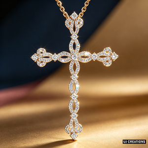 CUSTOM SILVER 10K/14K/18K GOLD PLATED LAB GROWN CVD DIAMOND CLASSIC ENGAGEMENT <b>GIFT</b> SWEATER CHAIN NECKLACE CROSS PENDANT - Product Image 6