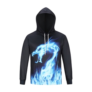 Sudadera con Capucha AFAN SMART SHOP para Hombre, Cuello Redondo, Corte Holgado, 100% Poliéster, Felpa, Estampado Digital de Dragón 3D, Secado Rápido - Product Image 1