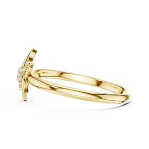 Anillo solitario de oro amarillo macizo de 14k para mujer con diamante de corte redondo minimalista en forma de flor de loto, ideal para regalo de compromiso, aniversario o boda. - Product Image 2