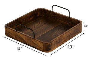 Bandeja de Servir Cuadrada de Madera Hecha a Mano para Té, Café, Bebidas, Desayuno y Aperitivos para el Hogar y la Cocina - Product Image 4