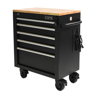 Powder Coated Steel 5 <b>Drawer</b> <b>Tool</b> Cabinet Include the manually lifted worktop feature in the composed title. - Product Image 4