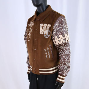 Vestes d'hiver pour hommes en laine, style cool et tendance, avec patchs, streetwear personnalisé, broderie chenille, veste varsity - Product Image 3