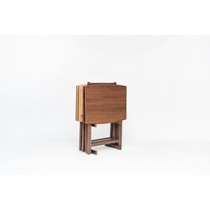 Set di 4 tavoli pieghevoli XL oversize con ripiano, tavoli da pranzo in noce - Product Image 5