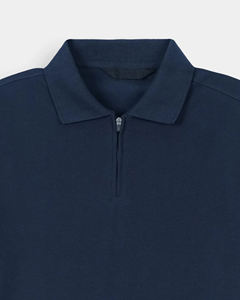 Polo de manga corta para hombre con cuello de cremallera, tejido de punto liso, antipilling, solapa de color en contraste, camiseta OEM al por mayor - Product Image 4