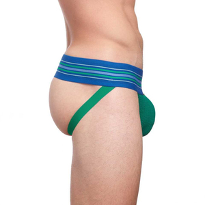 Sous-vêtements Jockstrap pour homme avec logo personnalisé, poche en maille respirante, slip de sport athlétique avec ceinture élastique rayée, vente en gros - Product Image 4
