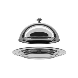 Plateau à beurre en acier inoxydable poli miroir de qualité professionnelle avec cloche, ustensile de cuisine durable pour la restauration en gros - Product Image 1