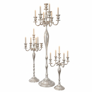 Nouveauté : Candelabre décoratif de table blanc à 5 bras avec tige marron, centre de table de mariage, porte-bougie artisanal - Product Image 6