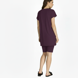 Ensemble 2 pièces imprimé tendance pour femme : T-shirt à manches courtes et short cycliste longueur genou, respirant et écologique - Product Image 2