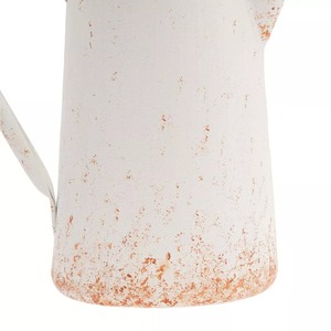 Vase de table en métal rustique Fresh Bloom avec poignée, finition blanche mouchetée - Product Image 4