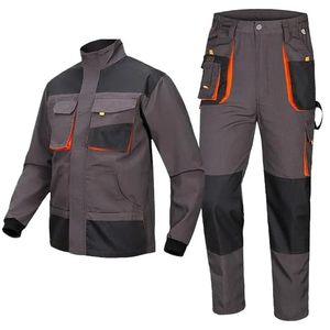 Ensemble de vêtements de travail pour hommes printemps-automne en sergé de coton respirant, résistant à l'usure pour chantier, vêtements de protection du travail, électrique - Product Image 2