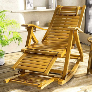 Fauteuil à bascule élégant en bois clair avec structure en bois courbé et revêtement en tissu jaune moutarde vif, à prix de gros. - Product Image 5