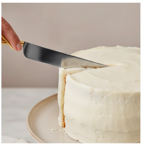 Ensemble de couteau et spatule à gâteau en acier inoxydable, 2 pièces, avec poignées plaquées or, outils à gâteau pour les fêtes - Product Image 5