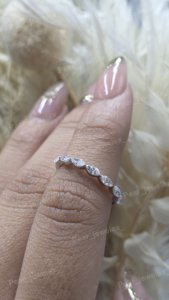 Luxury Marquise Cut Moissanite <b>Ring</b> <b>925</b> Sterling <b>Silver</b> Half Eternity Wedding Band Stackable Promise <b>Ring</b> - Product Image 6