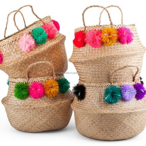 <b>Foldable</b> Seagrass Belly <b>Basket</b> Bulk Orders Wholesale Sustainable Storage <b>Basket</b> for Hotel Resort Home Decoration In Vietnam - Product Image 1