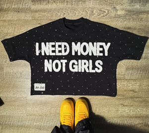 Camiseta Negra para Hombre Rich Soul, 'I Need Money Not Girls', Manga Corta, Cuello Redondo, Estilo Urbano, Informal, Tejido Jersey, Corte Regular, 100% Algodón - Product Image 6