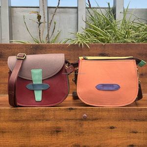 Sac à bandoulière à la mode pour femmes fait à la main en cuir recyclé coloré rabat sur sac à bandoulière de haute qualité Double rabat sac à main - Product Image 5