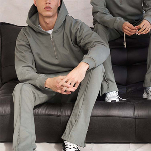 Custom Winter Men's <b>Tracksuit</b> Set Hooded Cotton Breathable Windproof Reversible Jogging Sportswear Jogger Pants - Product Image 4