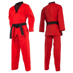 Uniforme de Kung Fu Rojo para Hombre, 100% Algodón, Ropa de Artes Marciales, Corte Regular, Talla Adulto, Estilo Liso Teñido, Duradero - Product Image 5