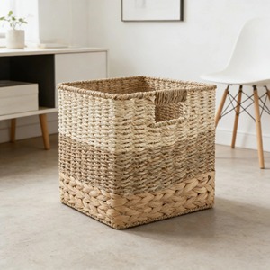 <b>Square</b> seagrass <b>basket</b> combining 3 materials Handmade Storage <b>Basket</b> Wholesale eco-friendly Made in Vietnam - Product Image 2
