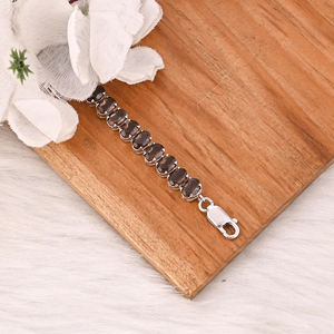 Luxury Natural Smoky Quartz 925 Sterling Silver Tennis <b>Bracelet</b> Jewelry for Unisex - Product Image 3