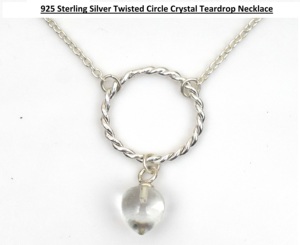 925 Sterling Silver Twisted Circle Crystal Teardrop Necklace - Product Image 5