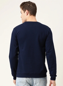 Sweat-shirt à col rond bleu marine pour homme, coupe classique, logo imprimé, pull décontracté, tricot d'automne, 100% coton - Product Image 2