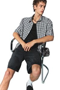 เสื้อเชิ๊ตแขนสั้นเข้ารูปสำหรับผู้ชายเสื้อเชิ้ตมีกระเป๋าหน้าอกด้านหน้าผ้าคอตตอนเนื้อนุ่ม100% คุณภาพสูงระบายอากาศได้แบบทันสมัย - Product Image 4