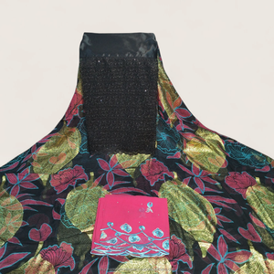 Tela Estampada Fransawi Dirac Negra y Morada de Lujo con Bordado de Lentejuelas para Vestidos de Fiesta Somalíes - Product Image 2