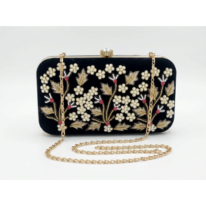 กระเป๋าคลัทช์ปักลายมุกหรูหรา โครงโลหะ กระเป๋าถือสำหรับงานแต่งงาน งานเลี้ยง พร้อมสายสะพายโซ่สำหรับผู้หญิง - Product Image 1