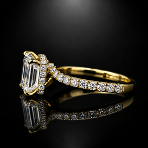 Bague de fiançailles en or jaune avec diamant taille Asscher de 1,5 carat, pureté VVS2, certifié IGI, pour femme - Product Image 3