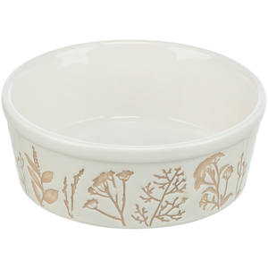 <b>Ceramic</b> 1.2L <b>Pet</b> <b>Bowl</b> & Feeder 20 cm White/Taupe Color - Product Image 1