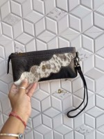 Pochette de poignet de haute qualité, style bohème, avec fermeture éclair, motif western gravé, en cuir de cheval.