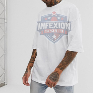 Oversized <b>Men's</b> White T-Shirt With <b>Animal</b> Print Back Design Short Sleeve Casual Jersey Fit - Product Image 1