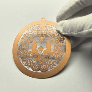 Custom Metal Christmas Ornaments Spray Color Metal Crafts Professional Metal Chemical Etching Craft