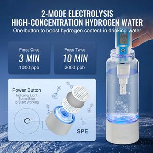 Bouteille d'eau hydrogénée portable de 380 ml/13,4 oz, générateur d'eau hydrogénée, application pour camping-car, technologie SPE, ioniseur d'eau riche en hydrogène - Product Image 2